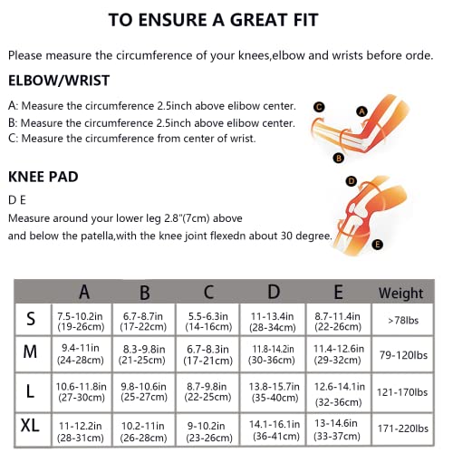 Adult Knee Pads Elbow Pads with Wrist Guards 6 in 1 Protective Gear Set for Skateboarding Skating Biking Roller Skating Cycling (XLarge)