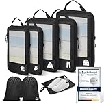 Compression Packing Cubes for Suitcases, Ultralight 8 Set Packing Cubes for Backpack Waterproof Luggage Packing Organizers for Travel Accessories and Essentials-Black