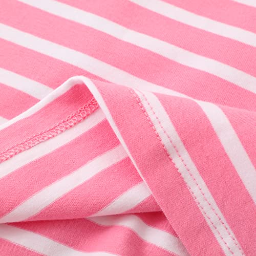 Image of Girls Cotton Long Sleeve Casual Cartoon Appliques Striped Jersey Dresses