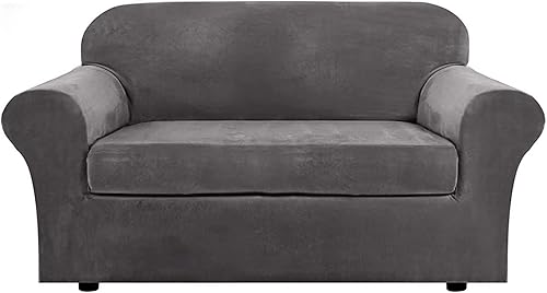Miniatura 1 de Juego de fundas para sofá con cojines de asiento separados, funda de sofá con banda elástica, protector de muebles de terciopelo elástico (color