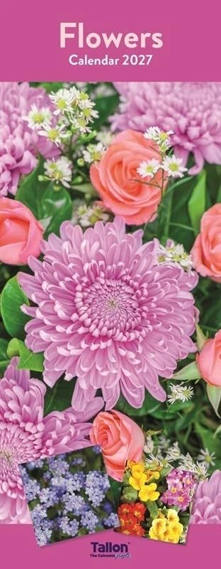 2027 Super Slim Month to View Spiral Bound Hanging Wall Calendar Home Office (Flowers) — image 1