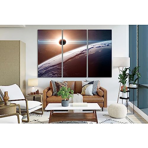 Toile éclipse solaire dans l'espace ZELLART №SL429 grand tableau mural salon 115x75 cm deco