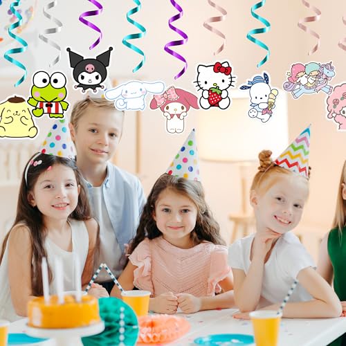 Image of 20Pcs Kawaii Cartoon Anime Hanging Swirls Colorful Kitty Melody Cinnamon Characters Paper Cutouts Ceiling Streamers Cute Birthday Party Celebration Decoration Supplies for Home Office School Classroom