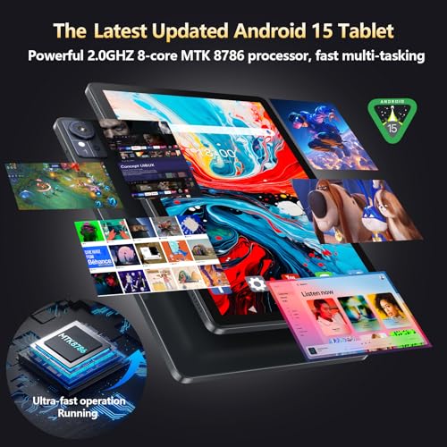 Image of Android 15 Tablet 2026 11 inch Tablet with Keyboard,128GB ROM 16GB RAM 2TB Expand,8000mAh,Octa-Core Tablets with 5G /2.4G WiFi,Incell Big Screen,13MP+8MP Camera,Bluetooth5.0,GPS,GMS,Gery