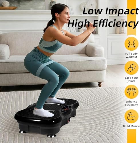 Image of Vibration Plate Exercise Machine - Whole Body Workout for Weight Loss, Lymphatic Drainage & Muscle Recovery, Multiple Speeds with Bluetooth & Remote, Portable Shaker Board for Home Gym