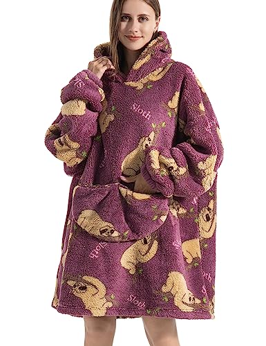 Couverture à capuche surdimensionnée en polaire et sherpa pour adulte