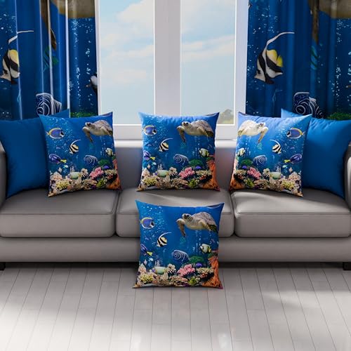 PETTI Artigiani Italiani - Coppia di Federe Cuscino 45x45 cm in Microfibra, Cuscini Arredo Camera da Letto, Divano, Salotto, Set 2 Fodere Copricuscino, Federa Acquario, 100% Made in Italy - Immagine 2