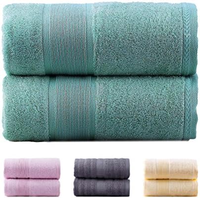 JML Bath Towels 2 Pack (27"x54"), Luxury Bath Towel Set for Bathroom - Soft and Absorbent, Odor Resistant, Skin Friendly, Green
