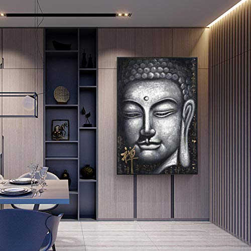 Cuadros de Buda pintados al óleo en lienzo vintage plata Onlymygod1 para decoración de pared 5