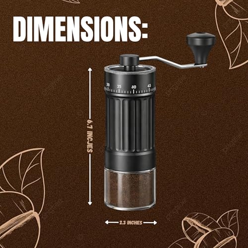 Image of Manual Coffee Grinder Hand Crank Adjustable Grind Settings Portable Clear Catch Cup Compact Durable for Home Travel Espresso French Press Brewing