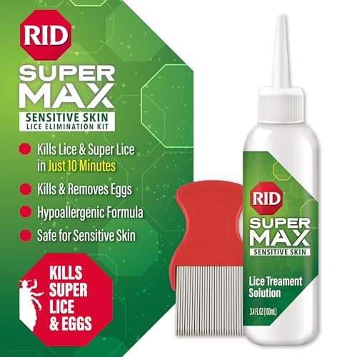 Image of RID Super Max Sensitive Skin Lice Treatment, Kills Super Lice & Eggs, Safe for Sensitive Skin, Clinically Tested, Package Graphics May Vary