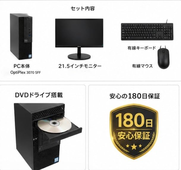 Amazon.co.jp: pcGrace 整備済みデスクトップパソコンセット Dell