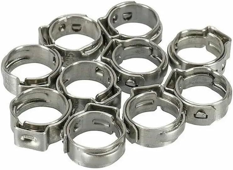 Colliers de serrage, Colliers De Serrage En Acier Inoxydable, 20 Pièces, À Une Seule Oreille, Continu