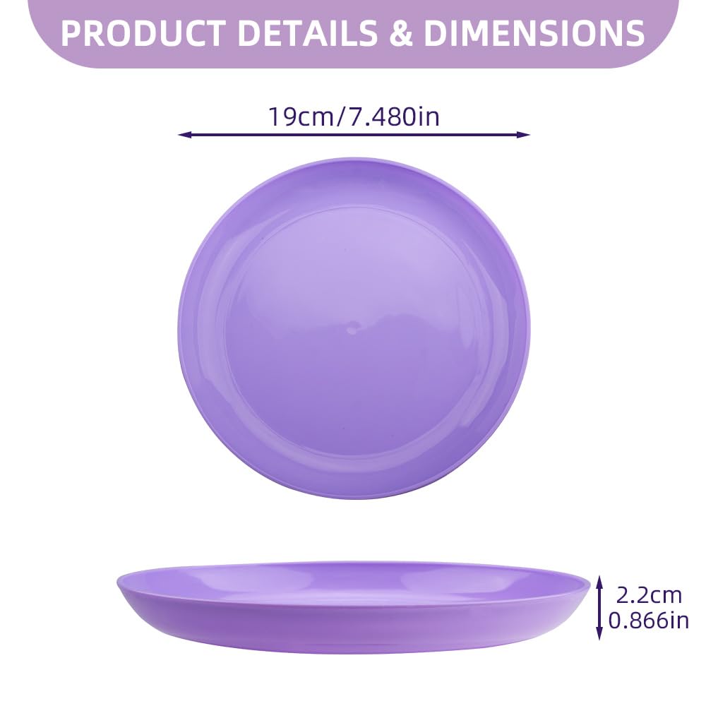 10 Pezzi Piatti in Plastica Piatti Campeggio 19 cm Piatti Plastica Rigida Lavabili per Pasta, Insalate, Dolci, Senza BPA