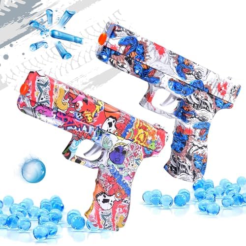 2 Packs Gel Ball Blaster Splat Orby Gun Toy, Small Manual Splatter Gun Blasters for Ages 14+, Outdoor Team Shooting Game Activities for Yard & Garden, Christmas Birthday Ideas, Mix Colors