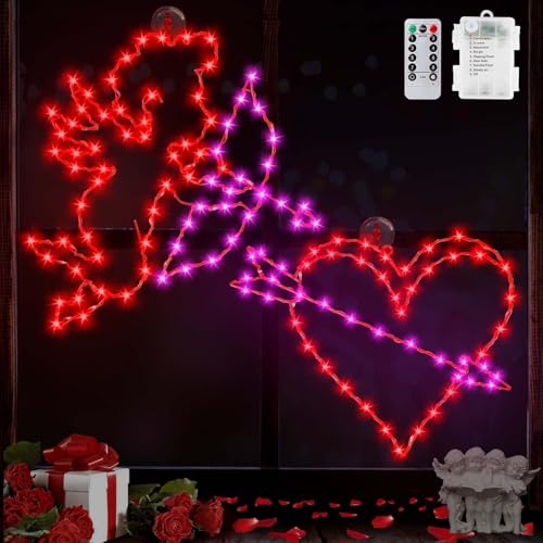 Lumières de Saint-Valentin flèche et cœur lumineux à piles pour illuminer votre soirée