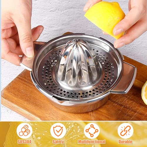 Presse Agrumes Acier Inoxydable avec Récipient, Presser Rotation Manuel Professionnel, Presse Agrume Inox Robuste pour Citrons Verts, Oranges, Pamplemousses, Limes (Passe Lave-Vaisselle) – Image 3