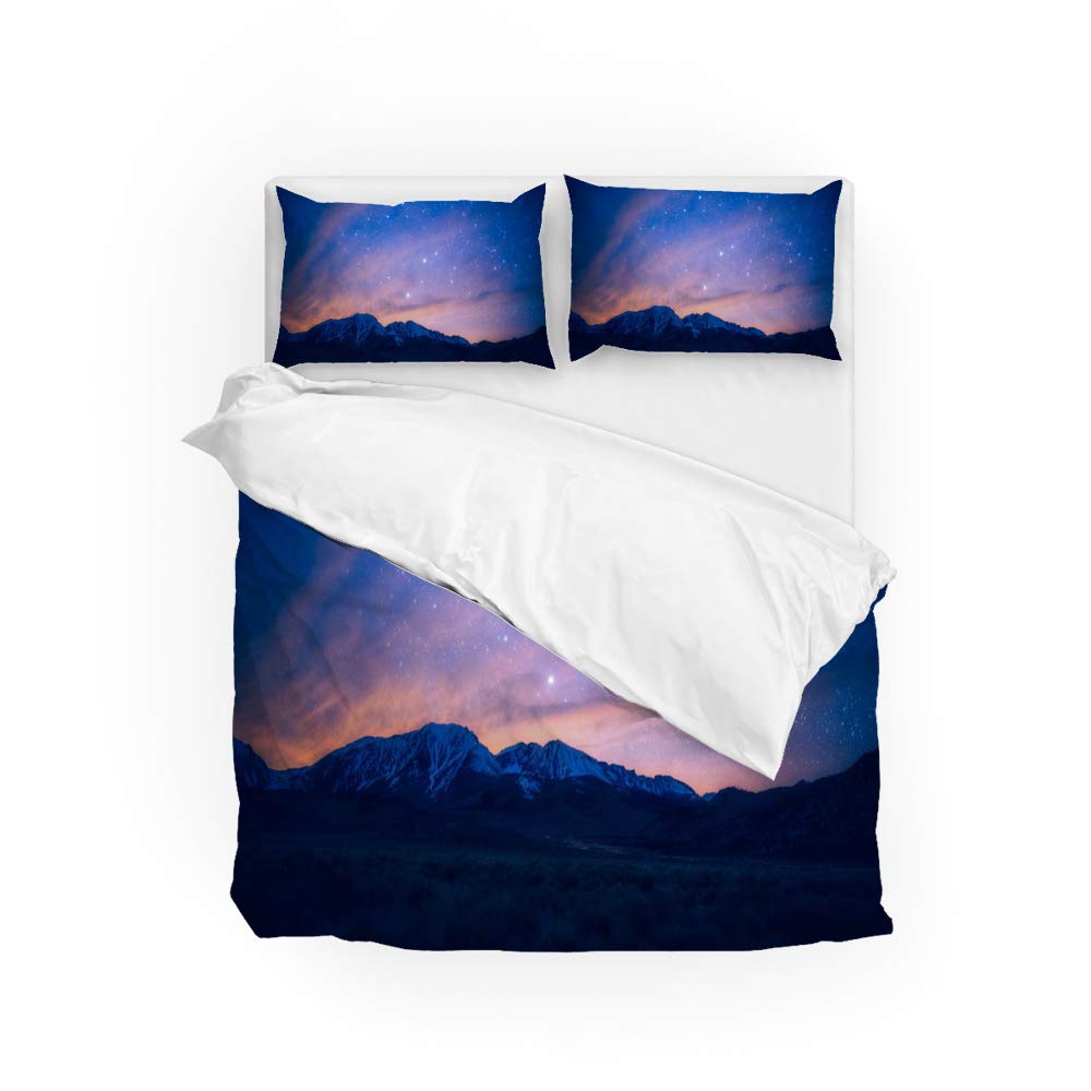 Parure de lit King size housse de couette imprimée Coucher de soleil Milky Way 3 pièces