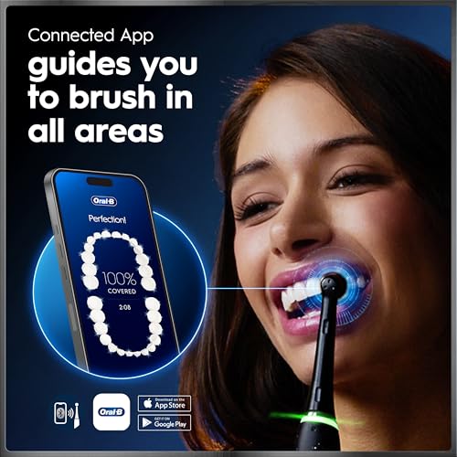 Image of Oral-B iO Series 9 Limited Rechargeable Rose Quartz Electric Toothbrush with (2) Ultimate Clean and (1) Soft Care Replacement Brush Heads, White, White Travel Case and