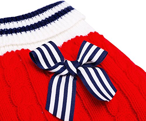 SMALLLEE_Lucky_Store sweter kurtka z dzianiny ciepły zimowy płaszcz dla Chihuahua mały pies kot czerwony XXS