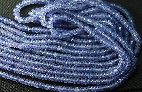 Tanzanite bleue en perles rondelles micro-facettées 3mm pierre naturelle pour bijoux fait main