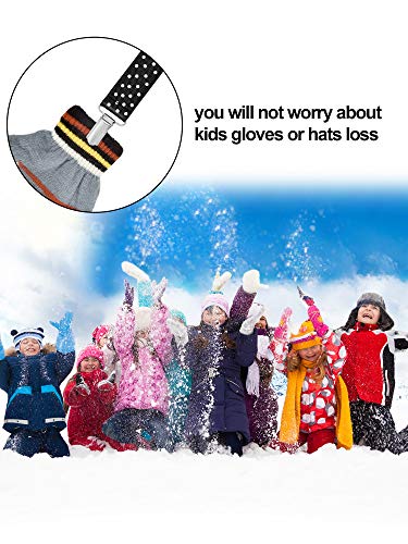 Chengu 8 Pieces Mitten Clips Elastic Gloves Clips For Kids Stainless Steel Gloves Strap (Black, Dark Blue,Black With White Dots And Rose Red) #TOP1