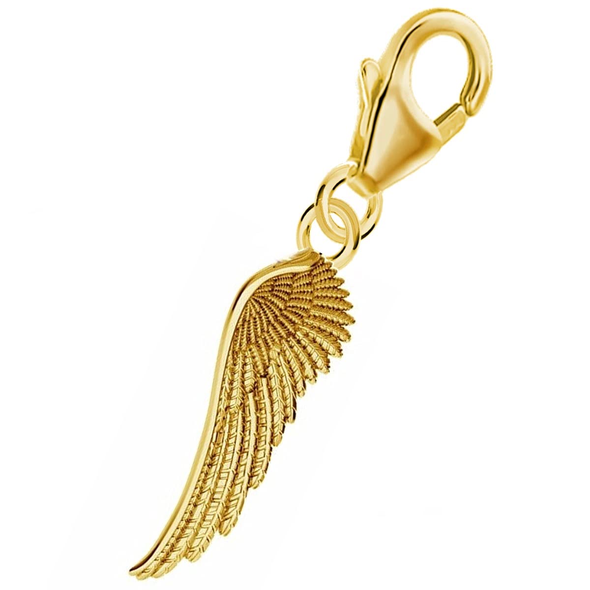 Pendentif en forme d'aile d'ange dorée en argent sterling 925 pour bracelet à breloques