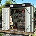 Aoxun 6.1x4.2x6 FT Outdoor Metal Storage Shed - Durable Water-Resistant Galvanized Steel, Outdoor Tool Shed with Sloping Roof, Lockable Door - Ideal for Tool Storage on Lawn, Patio & Backyard (Brown)