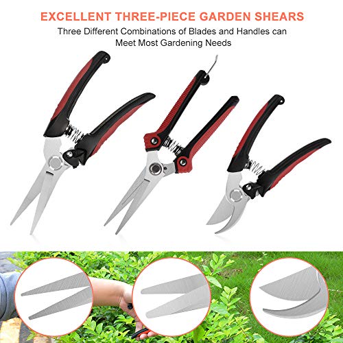 J&D Garden Pruning Set, Professional Hand Pruners Bypass Pruners Cutter Secateurs Pruning Shears Flower Shears Hedge Shears Scissors for Garden Lawn Work, Stainless Steel Blade Spring Lock, 3 Pcs 3 J&D Garden Pruning Set, Professional Hand Pruners Bypass Pruners Cutter Secateurs Pruning Shears Flower Shears Hedge Shears Scissors for Garden Lawn Work, Stainless Steel Blade Spring Lock, 3 Pcs - Image 3