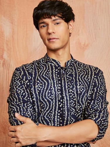 Image of VASTRAMAY Men's Bandhani Rayon Kurta & Patiyala Set
