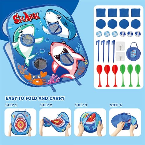 Bean Bag Toss Game, Outdoor Cornhole Board Set Kids Colorful Target Design, Portable Carnival Party Toy, Perfect For Backyard, School, Beach, Camping, Picnic, Birthday Celebrations, 58x48x31cm Blue - Image 5