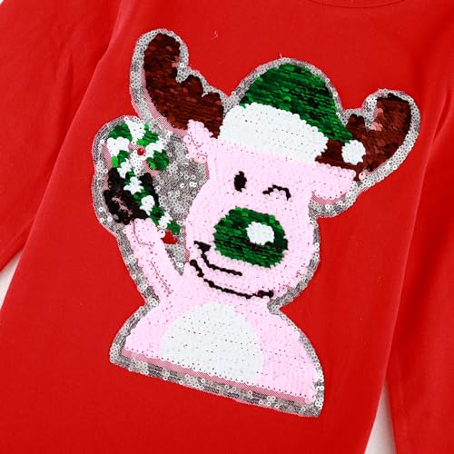 Image of Christmas Shirts for Girls and Boys Flip Sequin Santa Christmas Tree Kids T-Shirt Clothing