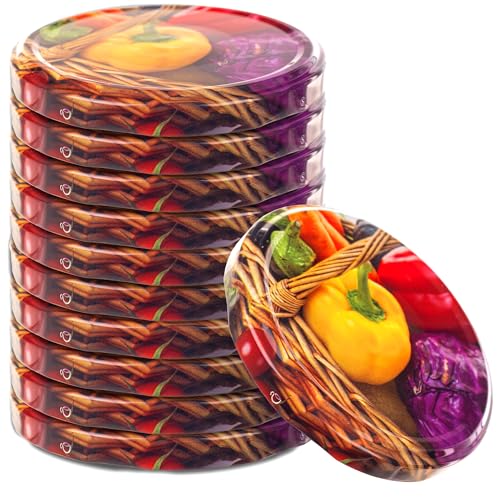 KADAX Tapas de rosca fi82 mm x 10 unidades, juego de tapas de metal twist-off, tapas de repuesto para tarros de conserva, con 6 dientes de cierre para tarros y tarros (cesta de verduras)