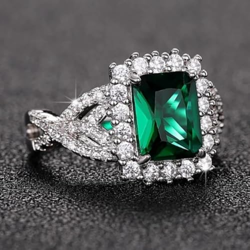Green Cubic Zirconia Statement Ring Personalized Accessory Ideal for Women's Daily Casual Wear Party Prom Holiday Anniversary Love Jewelry Gift2