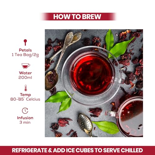 Image of TEAFLOOR - HIBISCUS Flower Tea bags || 40 Tea Bags /80 gram (pack of 1) || FARM PACKED for Freshness || Pure Whole Flower Buds of HIBISCUS || Caffeine Free Herbal Tea - GOOD FOR HAIR AND SKIN ||