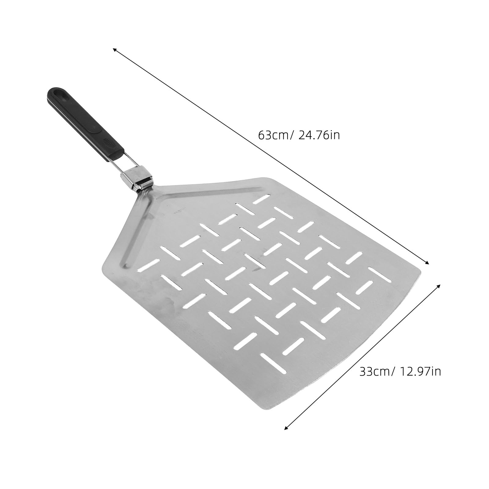 SHINEOFI Faltbarer Pizzaschieber aus Edelstahl mit Klappbarem Ergonomischem Griff Perforierter Rechteckiger Pizzaschaufel für Pizzaofen Zubehör und Brotbacken im Freien