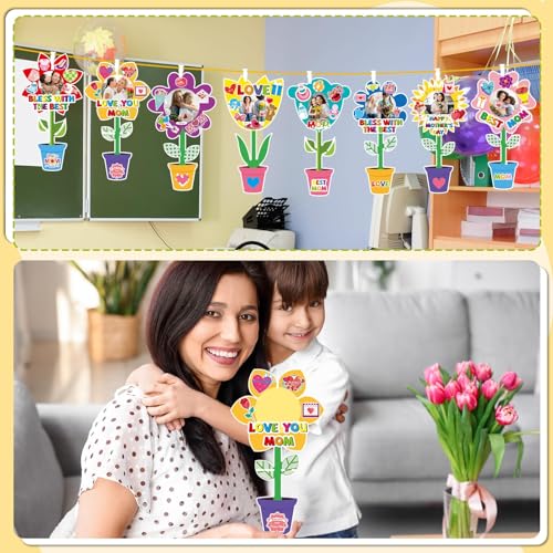 Qyeahkj-32-Pack-Mothers-Day-Picture-Frame-Craft-Kits-for-Kids-DIY-Flower-Photo-Crafts-with-Stickers-Spring-Plant-Picture-Paper-Arts-Crafts-Gifts-Bulk-for-Mom-Home-Class-Kindergarten-Party-Decor Qyeahkj 32 Pack Mothers Day Picture Frame Craft Kits for Kids DIY Flower Photo Crafts with Stickers Spring Plant Picture Paper Arts Crafts Gifts Bulk for Mom Home Class Kindergarten Party Decor