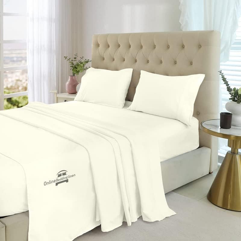 Miniatura 3 de Juego de sábanas California Queen  4 piezas, algodón egipcio de 800 hilos, sábanas de algodón de 60 x 84 pulgadas, sábanas de algodón de calidad de