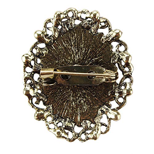 Image of Vintage Queen Cameo Crystal Brooch Pins Women in Antique Gold Color