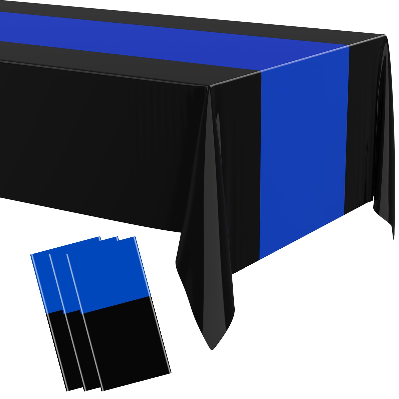 Oudain 3 Pcs Halloween Plastic Table Cloths 54" x 108", Royal Blue, Black