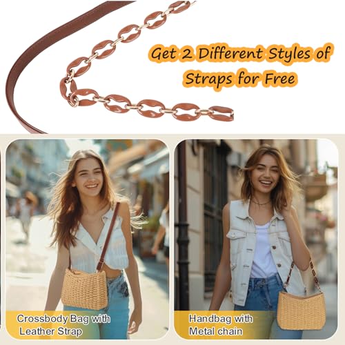 Bolso bandolera tejido de paja para mujer miniatura 2