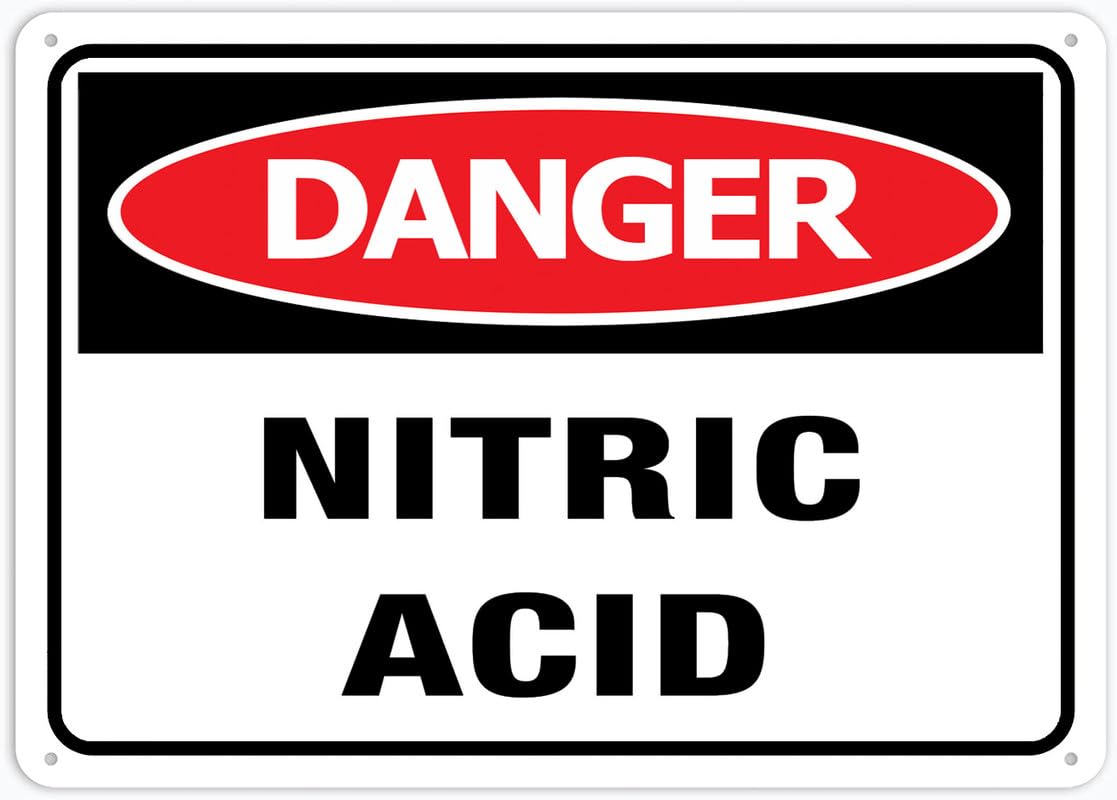 Danger Nitric Acid Aluminum Metal Sign 12x8 inch Rustproof Aluminum Multicolor For Home/Business Use