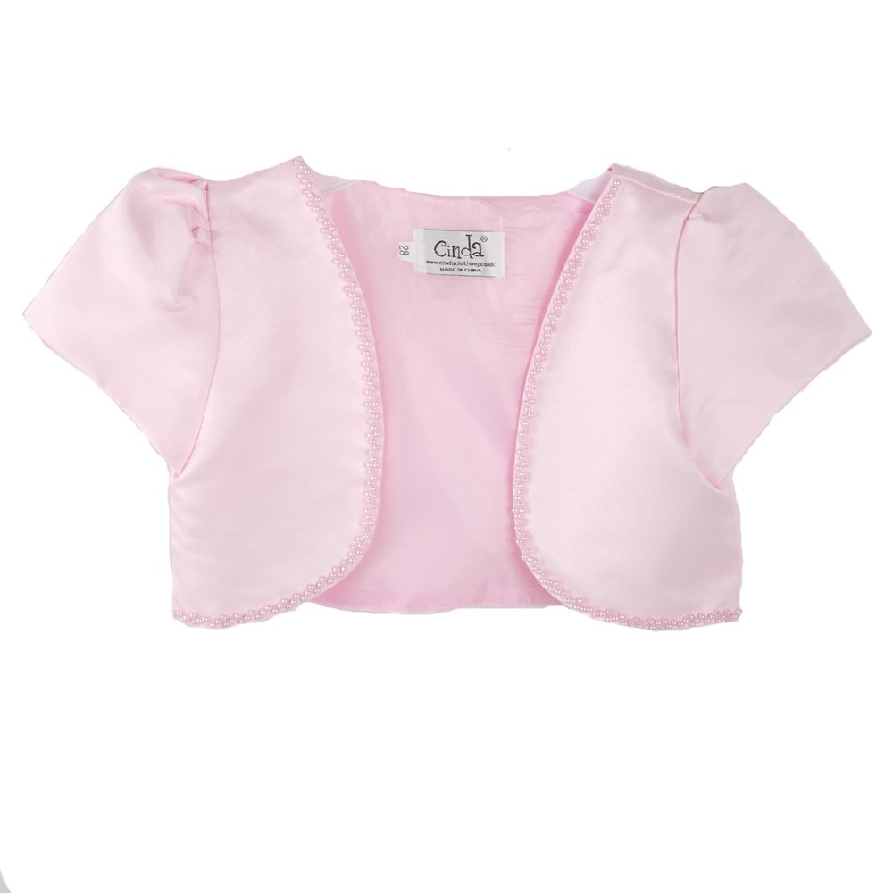 Cinda Girls Satin Bolero Pink 9-10 Years