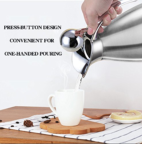 Sumerflos CZTC-SILVER 68 Oz Stainless Steel Coffee Thermal Carafe/Double Walled Vacuum Thermos Insulated / 12 Hour Heat Retention / 2 Liters thumb #5
