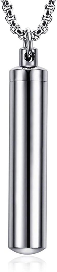 HZMANHZMAN Capsule Pendant Necklace Stainless Steel Cremation Urn Jewelry Ashes, 5 sizes