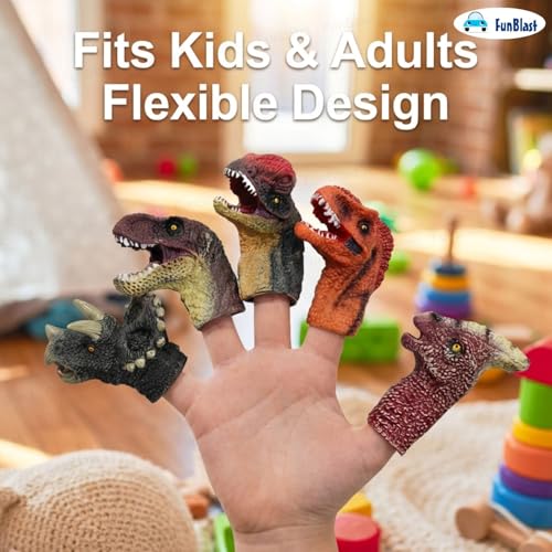 Image of FunBlast Finger Puppets Toys for Kids - Pack of 5 Dinosaur Puppets Toys for Kids, Washable Finger Puppets for Toddlers, Colorful Storytelling Puppet Toy Children - Random Color & Design