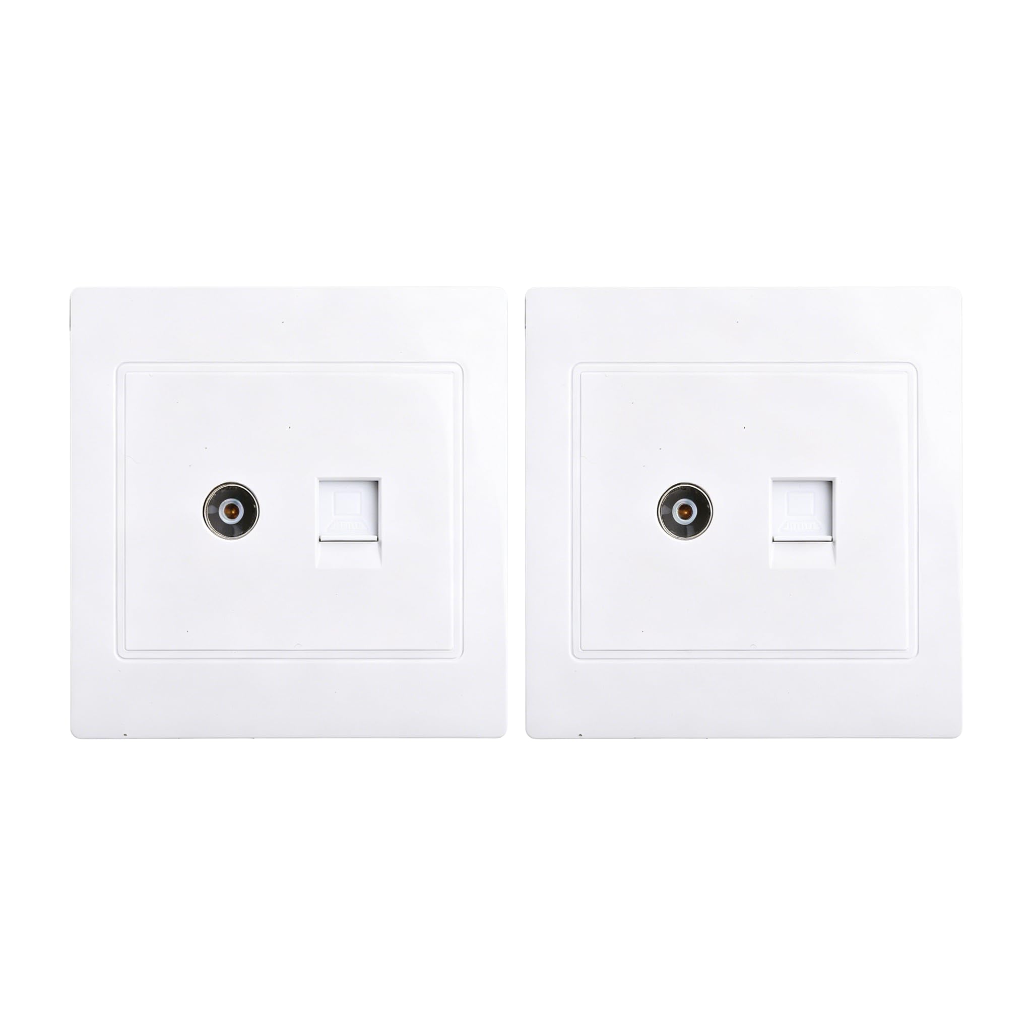 Adaptador RJ45 y toma de TV coaxial con tornillos para empotrar en pared 8