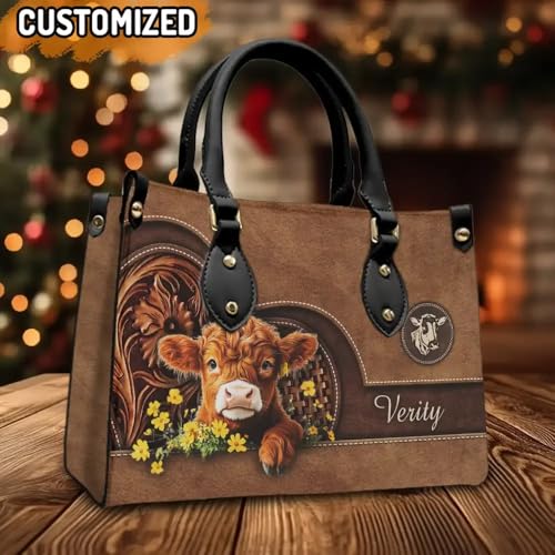 Bolso personalizado de cuero con diseño de vaca miniatura 2