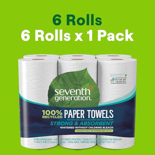 Image of Seventh Generation Paper Towels, 100% Recycled Paper, 2-ply, 6 Rolls (Packaging May Vary)