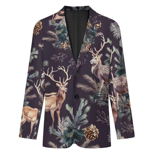 Deer Antlers Pine Tree Hunting Men's Suits Dress Business Formal Suit Print Jackets Coat For Wedding Party4